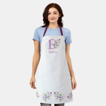 Apron con iniciales y nombre de usuario con flores