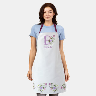 Delantal Apron con iniciales y nombre de usuario con flores