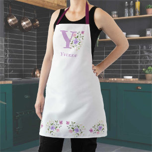 Delantal Apron con iniciales y nombre de usuario con flores