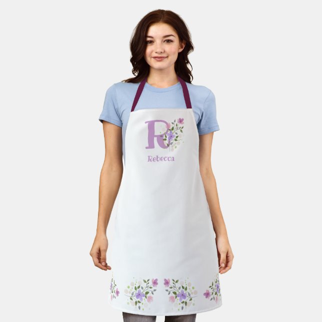 Delantal Apron con iniciales y nombre de usuario con flores (Gastado)