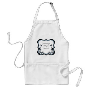 Delantal Apron con marco floral suave, perwinkle oscuro