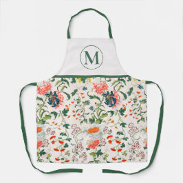 Delantal Apron con monograma floral floreciente