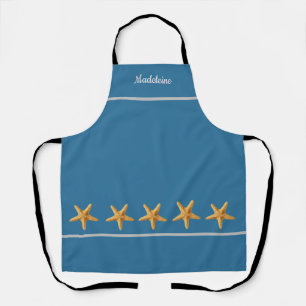 Delantal Apron con nombre personalizado azul verde con Star