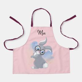 Delantal Apron con nombre personalizado de conejo y gafas