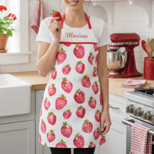 Delantal Apron con nombre personalizado de fresa de corte