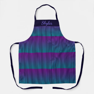 Delantal Apron con nombre personalizado rosa, púrpura y Aqu