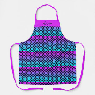 Delantal Apron con nombre personalizado rosa, púrpura y Aqu