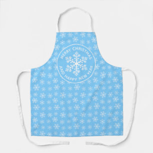 Delantal Apron con patrón de copo de nieve azul
