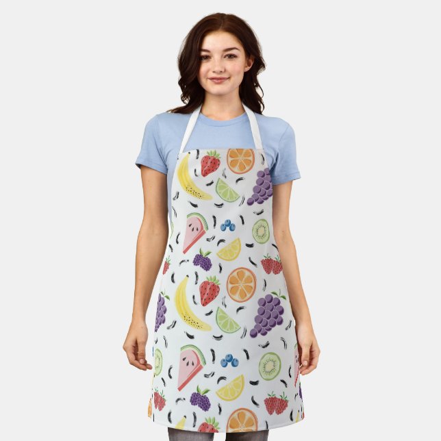 Delantal Apron con patrón de frutas (Gastado)