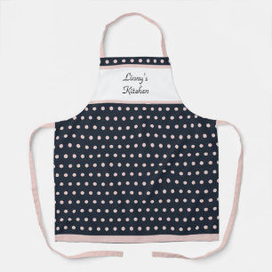 Delantal Ápron con puntos de moda retro rosa y polca negra