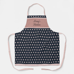 Delantal Apron con puntos de polka rosada y negra