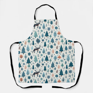 Delantal Apron con reno de árboles de invierno