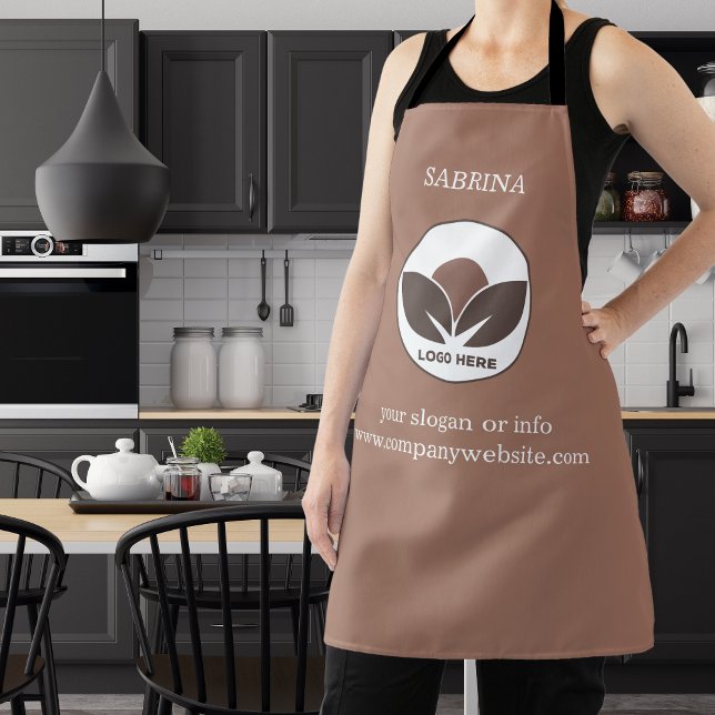 Delantal Apron con un elegante logotipo comercial | Mocha M (Stylish Business Apron | Mocha Mousse | Custom Logo)