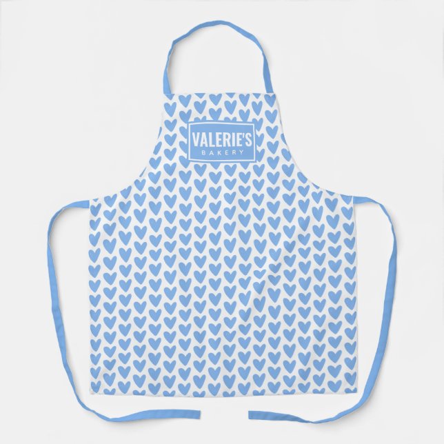 Delantal Apron Cute Cute Little Blue Hearts Personalizado (Anverso)