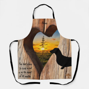 Delantal Apron Dachshund Heart Sunset
