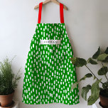 Delantal Apron Dashing Verde brillante<br><div class="desc">Luminoso y alegre,  este delantal de colores vivos presenta guiones dibujados a mano para un juego de patrones durante todo el año. Personaliza con tu propio nombre o dá como un regalo práctico y atento!</div>