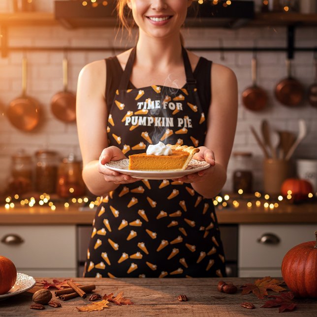 Delantal Aprón de Acción de Gracias de Pie de Calabaza Dive (Imagine yourself baking the best slice of pumpkin pie wearing this fun apron)