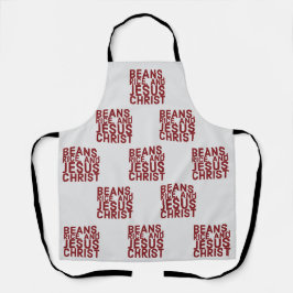 Delantal Apron de alubias, arroz y cocina de Jesucristo