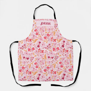 Delantal Apron de amor magenta y mariposas personalizadas