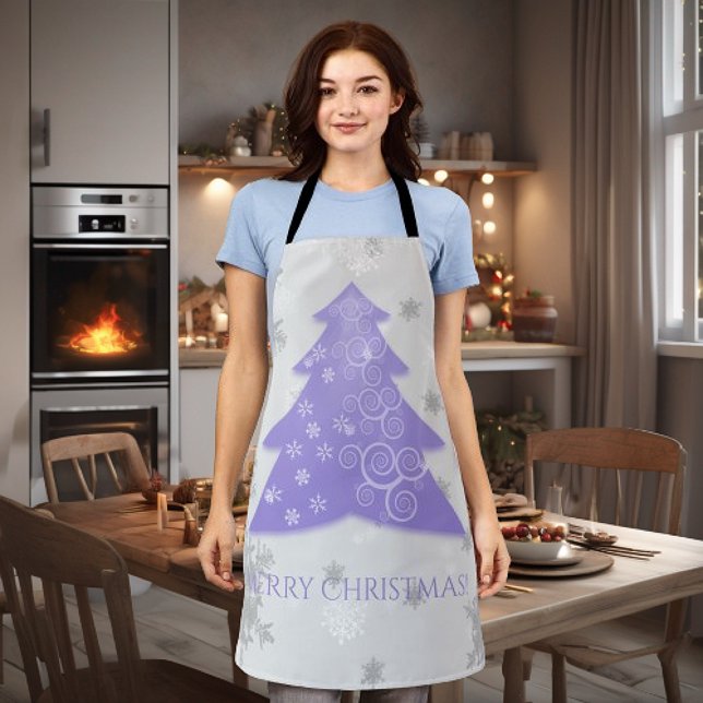 Delantal Apron de árbol de navidad festivo (Lavender Festive Christmas Tree Apron)