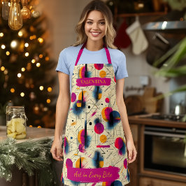 Delantal Apron de arte con abstracto geométrico con nombre