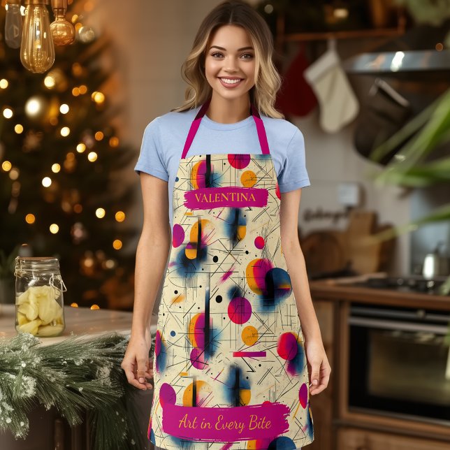 Delantal Apron de arte con abstracto geométrico con nombre  (Subido por el creador)