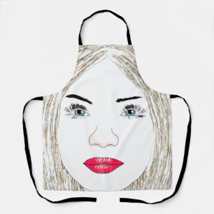 Delantal Apron de arte de la línea de caras rubias