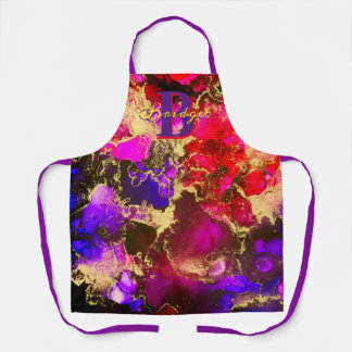 Delantal Ápron de arte de la tinta del alcohol Fuscia Gold
