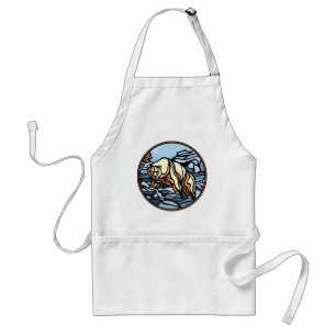 Delantal Apron de arte de vida salvaje nativo Bear-Q Apron