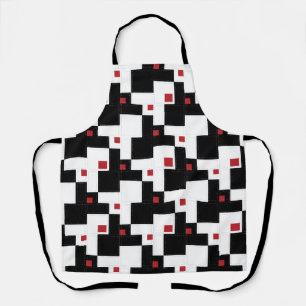 Delantal Aprón de arte moderno de color rojo blanco negro