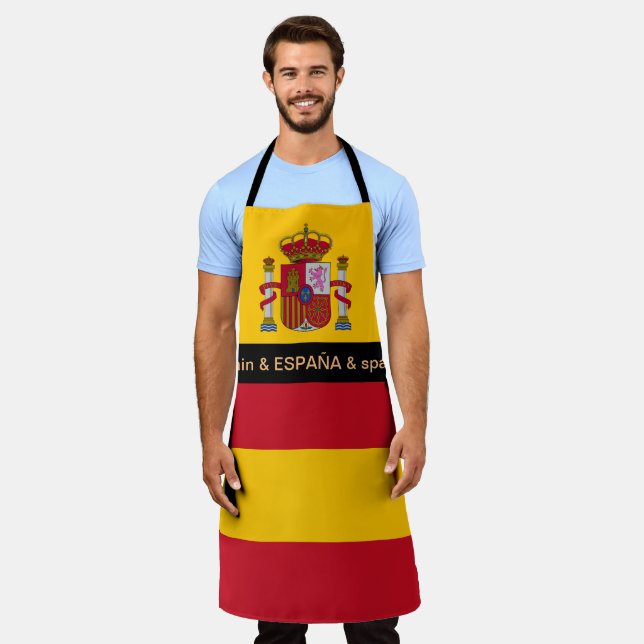 Delantal Apron de Bandera Española, España, cocina de chefs (Gastado)