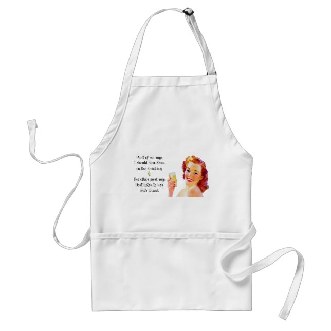 Delantal Apron de bebida divertida cita de Retro Housewife (Frente)