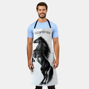 Delantal Apron de caballo salvaje negro con texto Personali