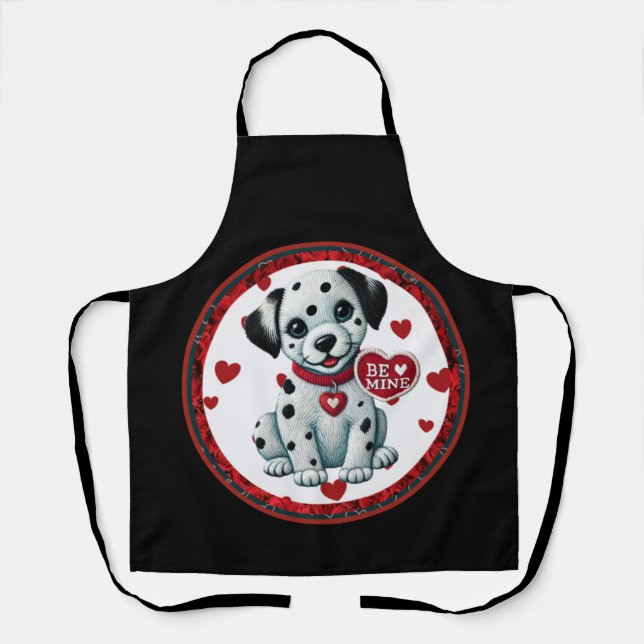 Delantal Apron de Cachorro dálmata - Sé mi Valentín (Anverso)