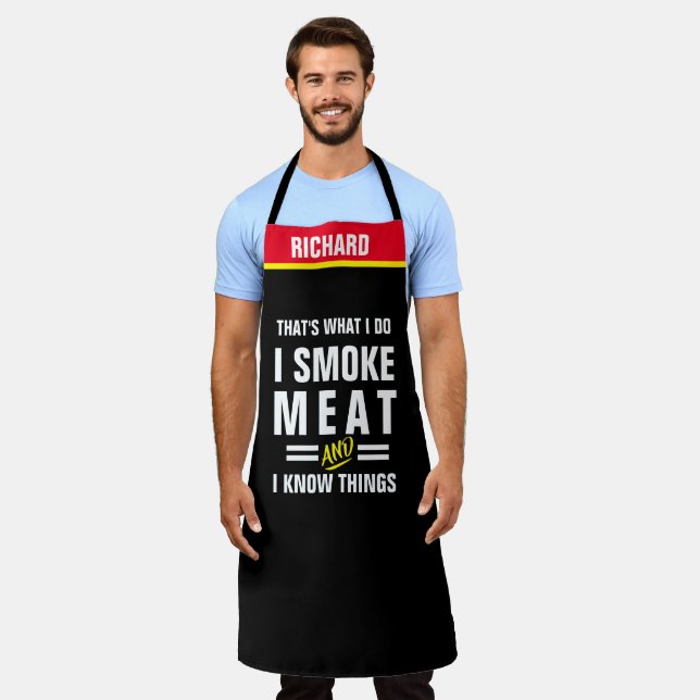 Delantal Apron de carne de humo - Gracioso regalo de parril (Gastado)