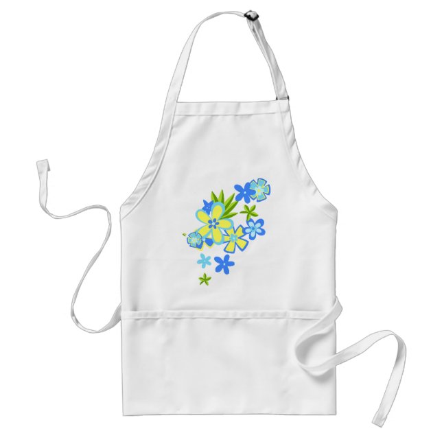 Delantal Apron de Chef con flores de hula celestial (Frente)