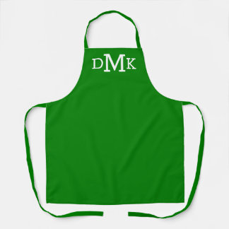 Delantal Aprón de chef verde y blanco monograma moderno