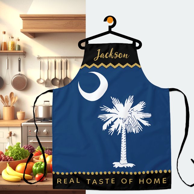 Delantal Apron de Chefs de Bandera de Carolina del Sur, Car (Patriotic South Carolina Chefs Apron / name)