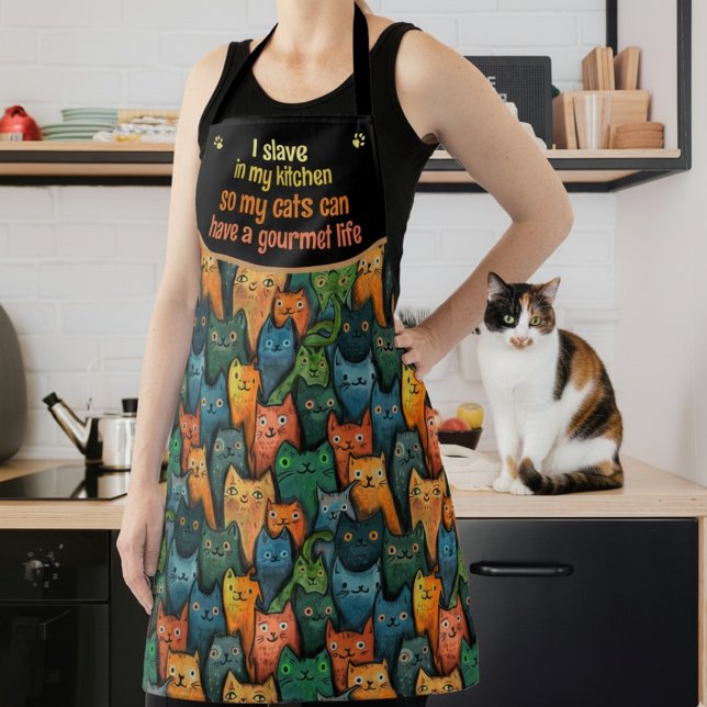 Delantal Apron de citas divertidas del Personalizado de Gua (Cool Cartoon Cats Funny Quote Apron)