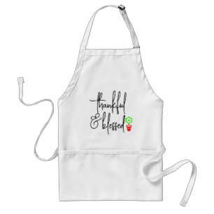 Delantal Apron de cocina agradecida y bendecida con bolsill
