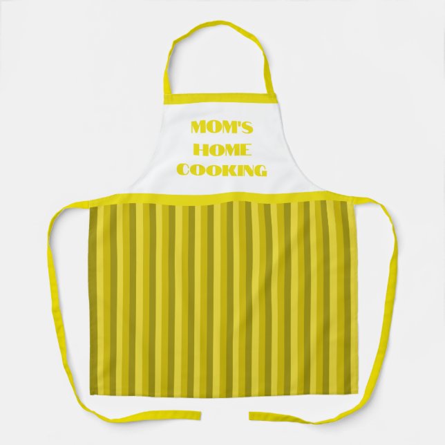 Delantal Apron de cocina casera de rayas amarillas simples  (Anverso)