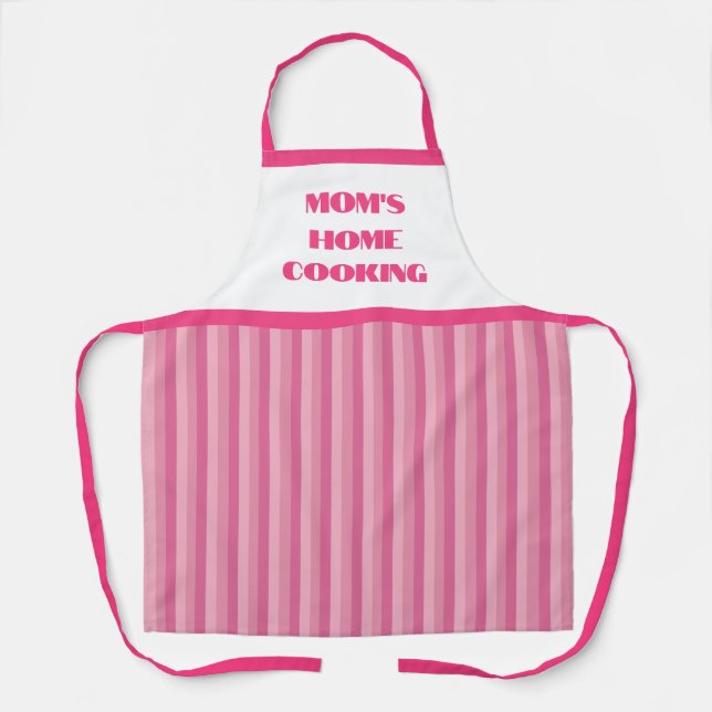 Delantal Apron de cocina casera de rayas rosadas simples de (Anverso)
