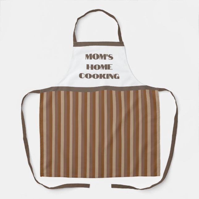 Delantal Apron de cocina casera de simple raya marrón de ma (Anverso)