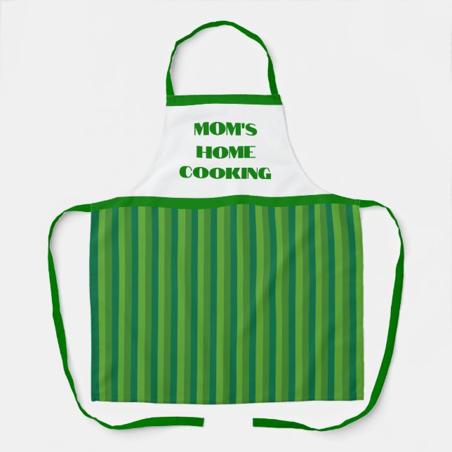 Delantal Apron de cocina casera de simple raya verde de mam (Anverso)