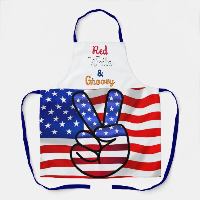 Delantal Apron de cocina con bandera estadounidense (Anverso)