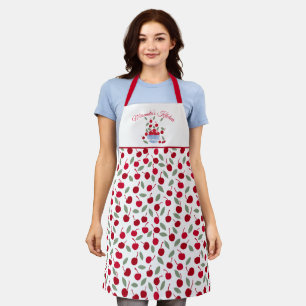 Delantal Apron de cocina con patrón de cerezas rojas