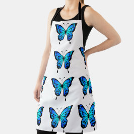 Delantal Aprón de cocina con patrón de mariposa azul