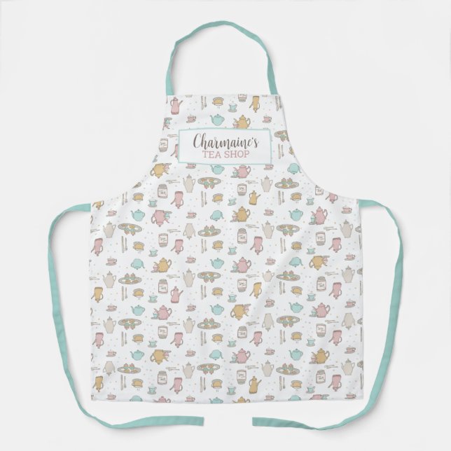 Delantal Apron de cocina con patrón de té (Anverso)