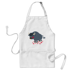 Delantal Apron de cocina de toro Personalizado y florón roj