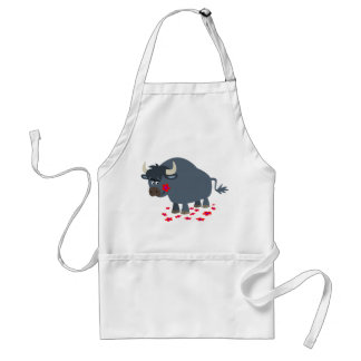 Delantal Apron de cocina de toro Personalizado y florón roj